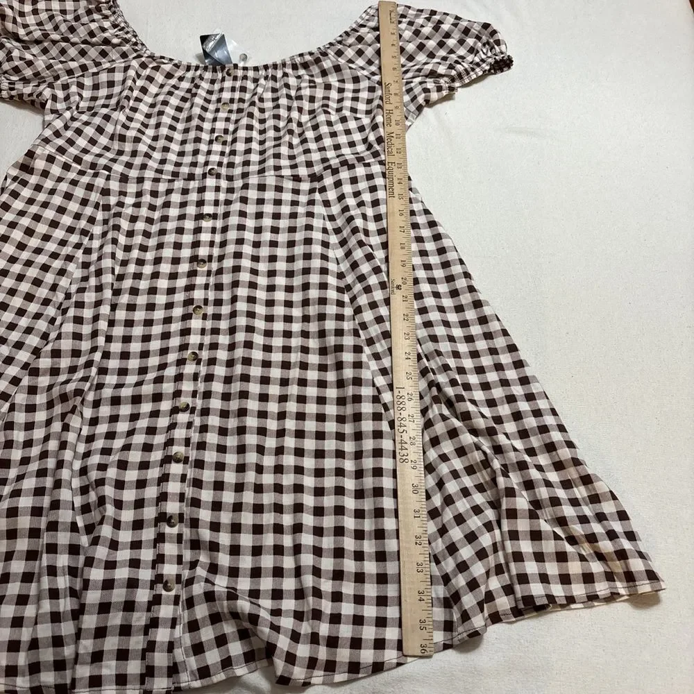 Torrid Cream and Brown Plaid Mini Dress - Picture 6 of 7